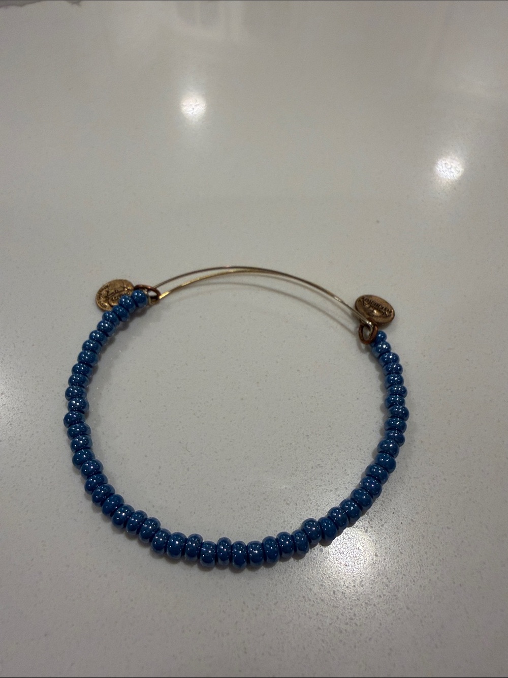 Alex and Ani Blue Beaded Expandable Bracelet with Gold-Tone Accents